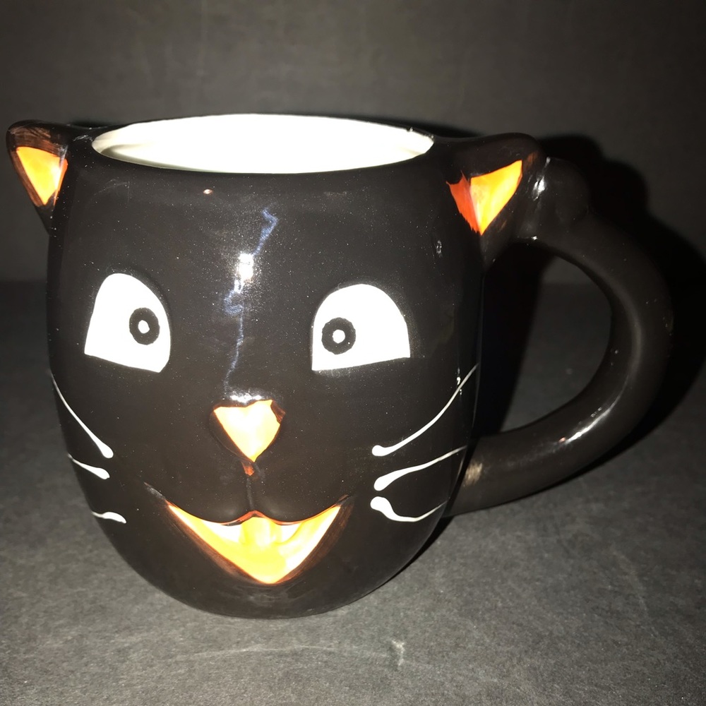 Vintage Hobbyist Kitschy Halloween Happy Cat Mug Black Cat Coffee Tea Cup